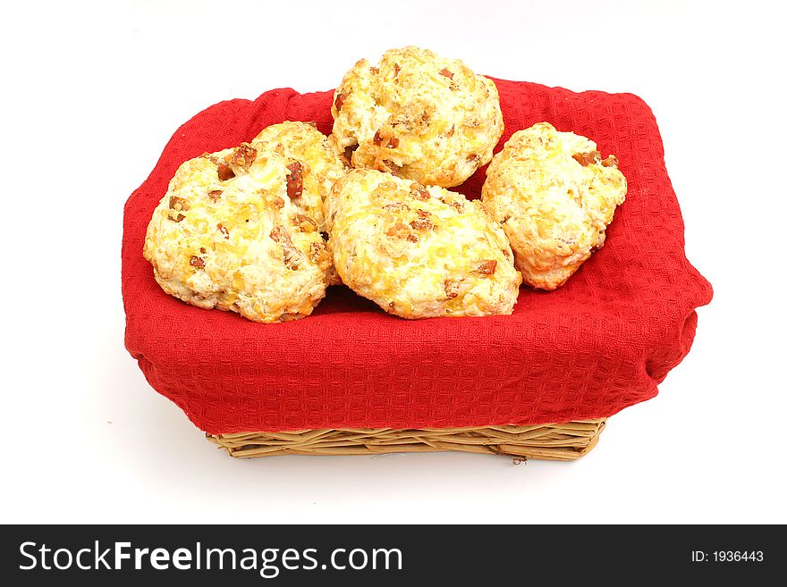 Sausage Cheese Biscuit In Basket On Top