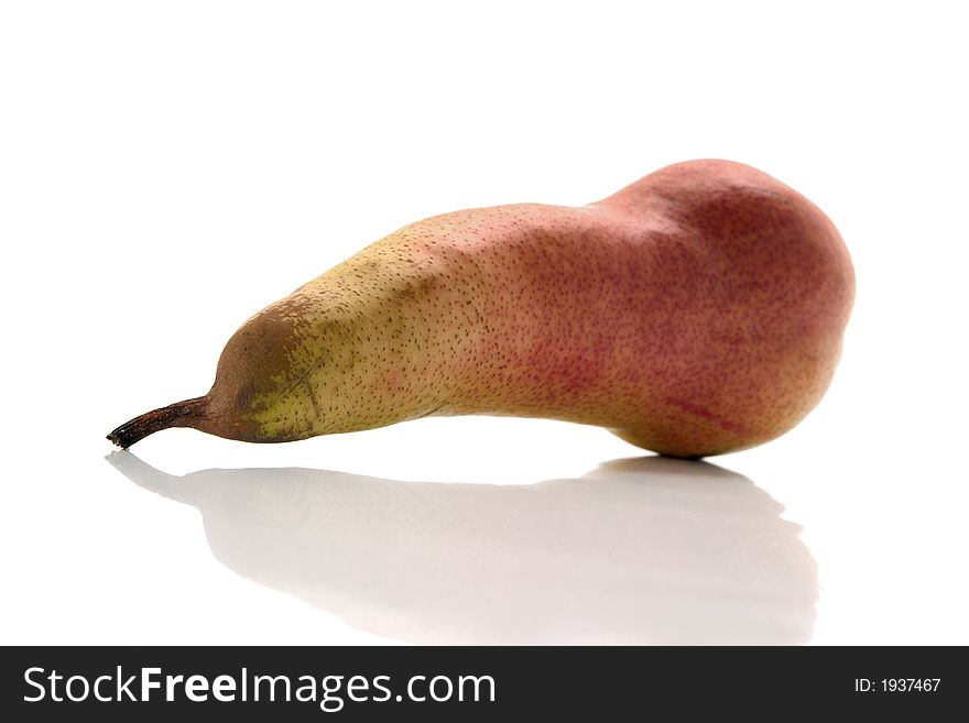 Colorful pear over white background