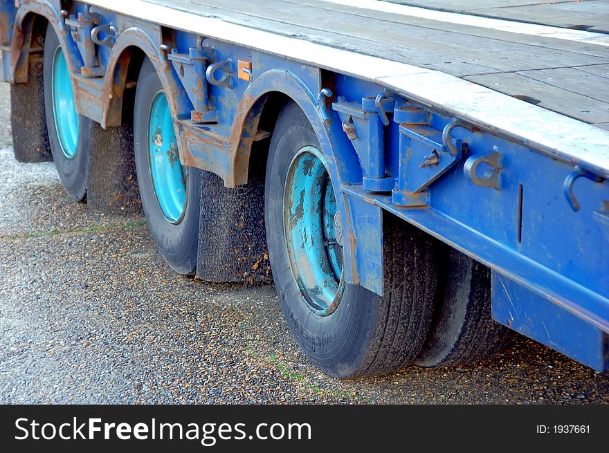 Articulated Trailer and wheels ready for loading goods. Articulated Trailer and wheels ready for loading goods