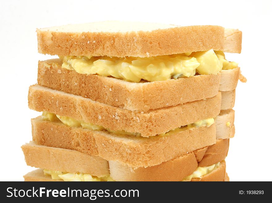 Shot of an egg salad stack upclose