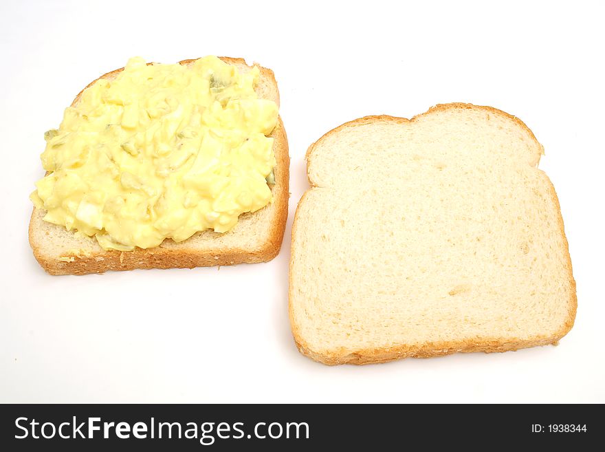 Egg salad sandwich open
