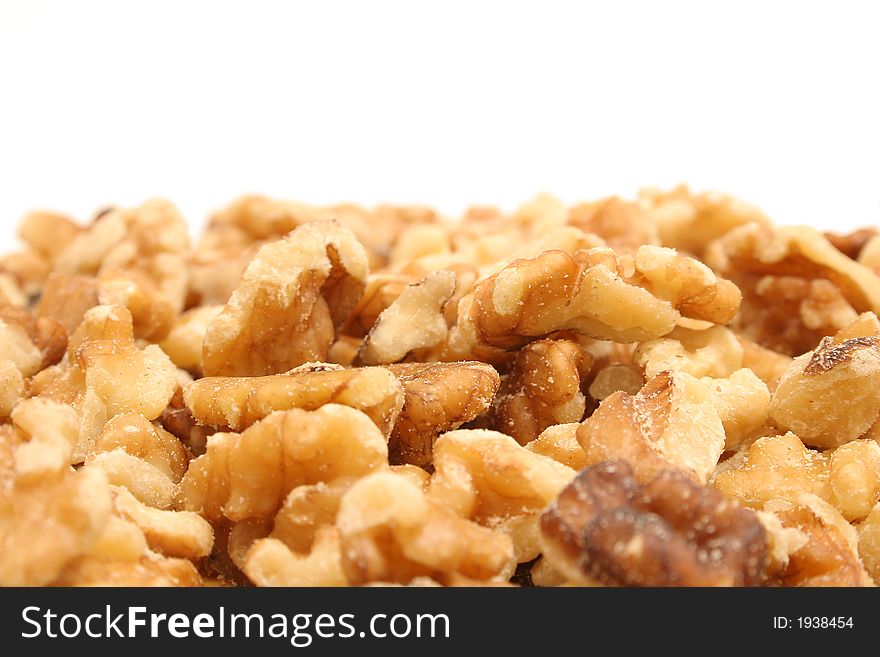 Shot of walnuts with copyspace on top