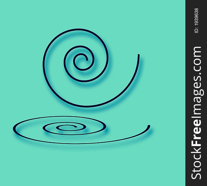 Twisted blue spiral on teal blue background abstract. Twisted blue spiral on teal blue background abstract