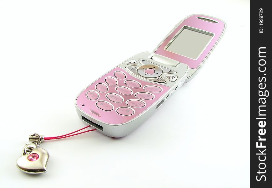 Modern clamshell phone isolated on a white background