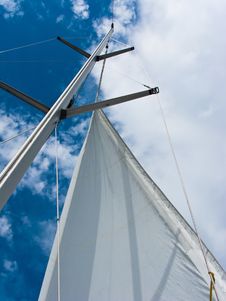 Yacht Mast With The Sail On The Blue Sky Stock Photos Yacht Mast With The Sail On The Blue Sky Stock Photos