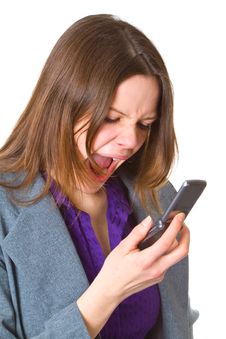 Business Woman Screaming In Her Cellphone Stock Image Business Woman Screaming In Her Cellphone Stock Image
