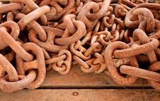 Rusty Chain On Wooden Background Royalty Free Stock Photography Rusty Chain On Wooden Background Royalty Free Stock Photography