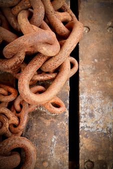 Rusty Chain On Wooden Background Stock Image Rusty Chain On Wooden Background Stock Image