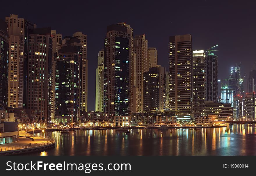 Dubai district at the night. Dubai district at the night