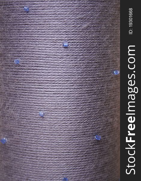 Round Texture Of Grey Woolen Threads Beads