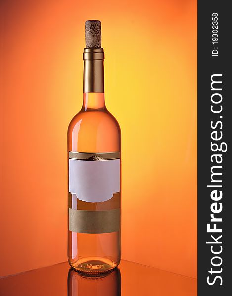 Wine bottle on colour a gradient a background