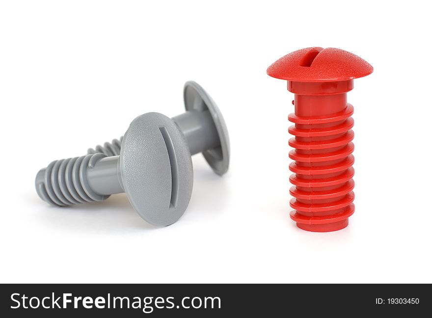 Red and grey bolts, isolated. Red and grey bolts, isolated