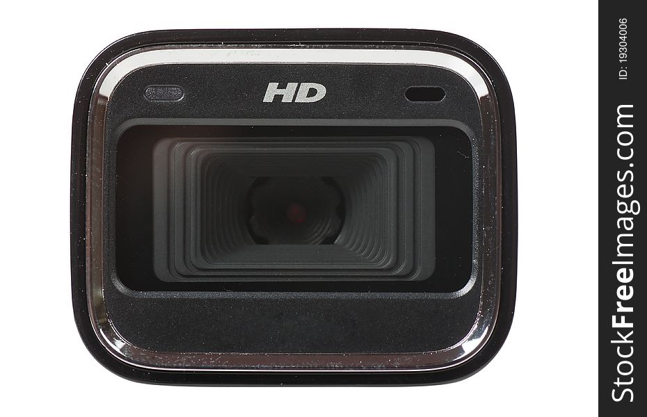 Closeup view of web camera lens