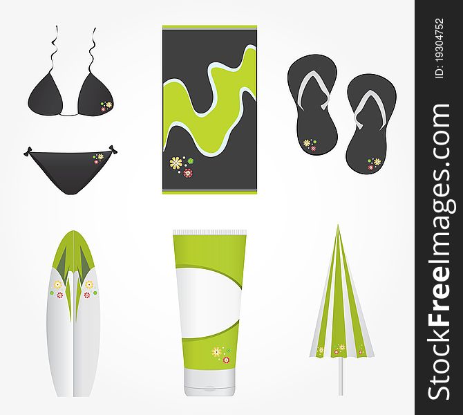 Collection of summer design elements . Collection of summer design elements