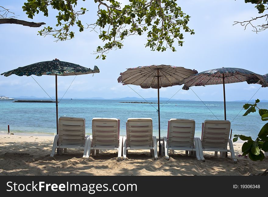 Chair for sunbathing out ready to serve. Sea at Koh Larn Thailand. Chair for sunbathing out ready to serve. Sea at Koh Larn Thailand.