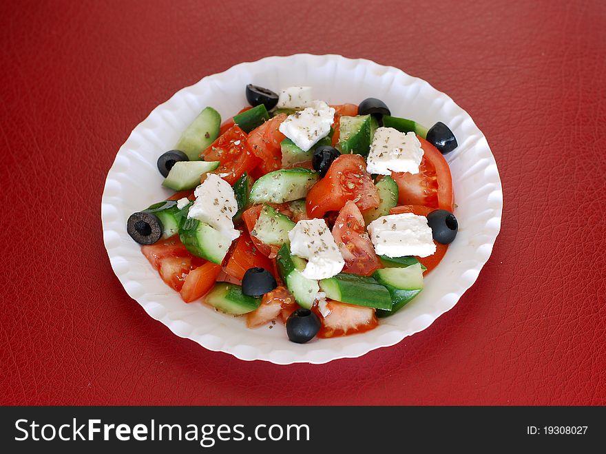 Appetizing vegetable salad on a plate