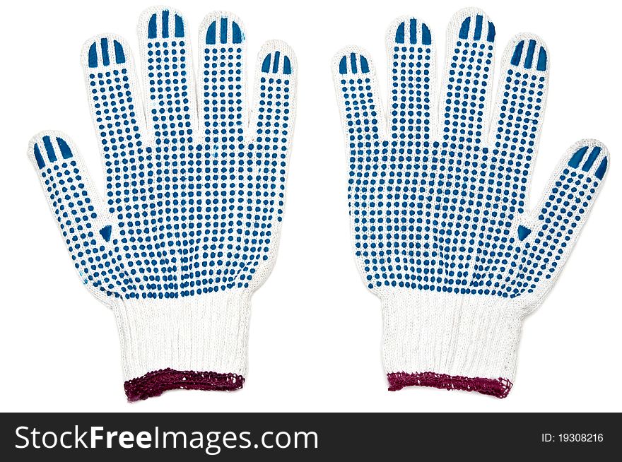 Isolated pair of new white work gloves. Isolated pair of new white work gloves