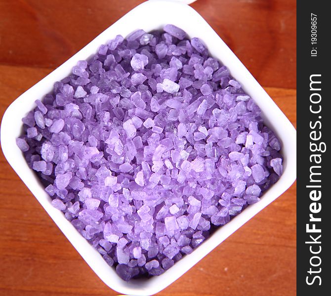 Lavender spa salt in a bowl