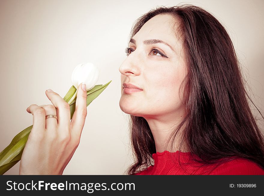 Portrait of a beautiful Girl offering you a Flower. Portrait of a beautiful Girl offering you a Flower