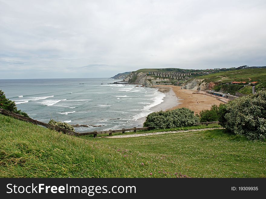 View of Sopelana beach in Spain