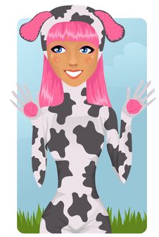 Girl In Cow Costume Royalty Free Stock Photo