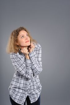 Free Young Woman  Looking Upwards At Copyspace Stock Photos - 19315553