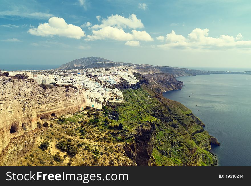 Fira town on Santorini Island. Fira town on Santorini Island.