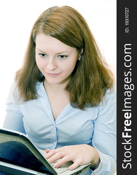 The Young Woman And Laptop