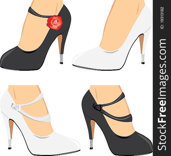 Collection of elegant female shoes. Illustration