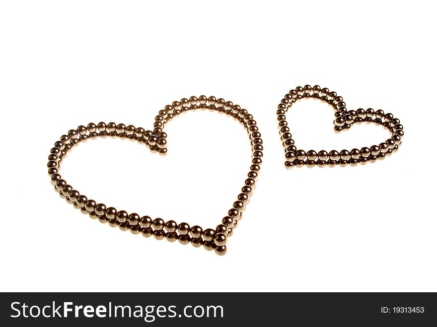 Two Hearts Of Small Metal Beads