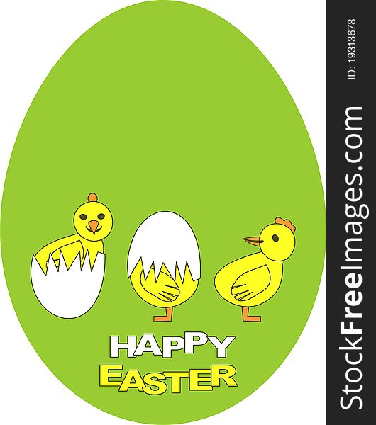 Postcard for Happy Easter with chicken