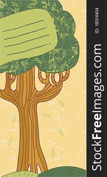 Vector hand drawn cards with a tree. Vector hand drawn cards with a tree.