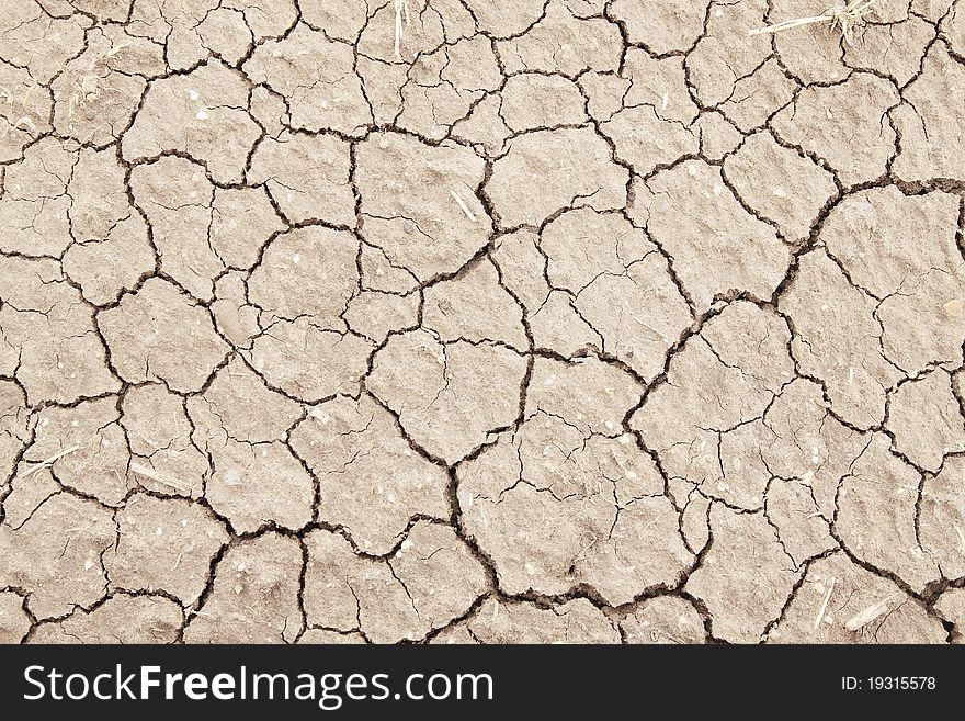 Cracked clay ground into the dry season. Cracked clay ground into the dry season