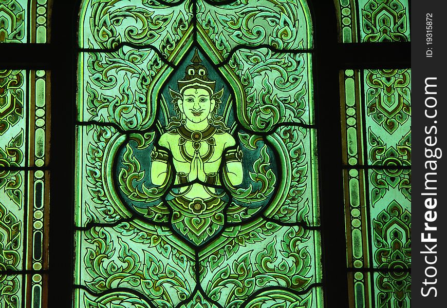 Some nice glass in lead window taken at a temple in Thailand. Some nice glass in lead window taken at a temple in Thailand