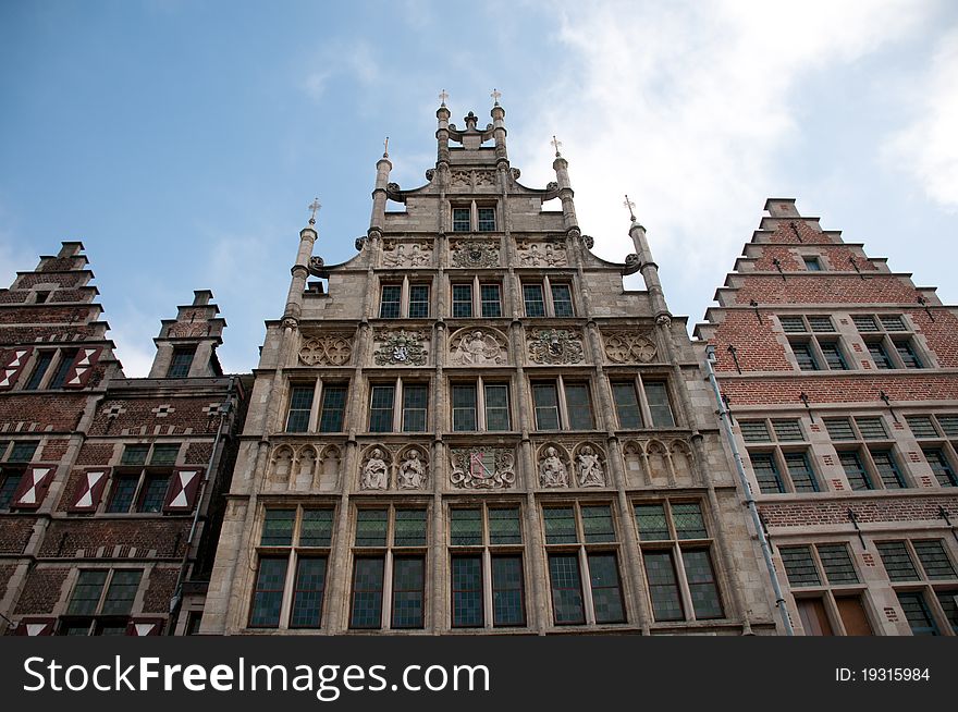 Historic houses in Ghent, a beautiful city in Belgium. Historic houses in Ghent, a beautiful city in Belgium