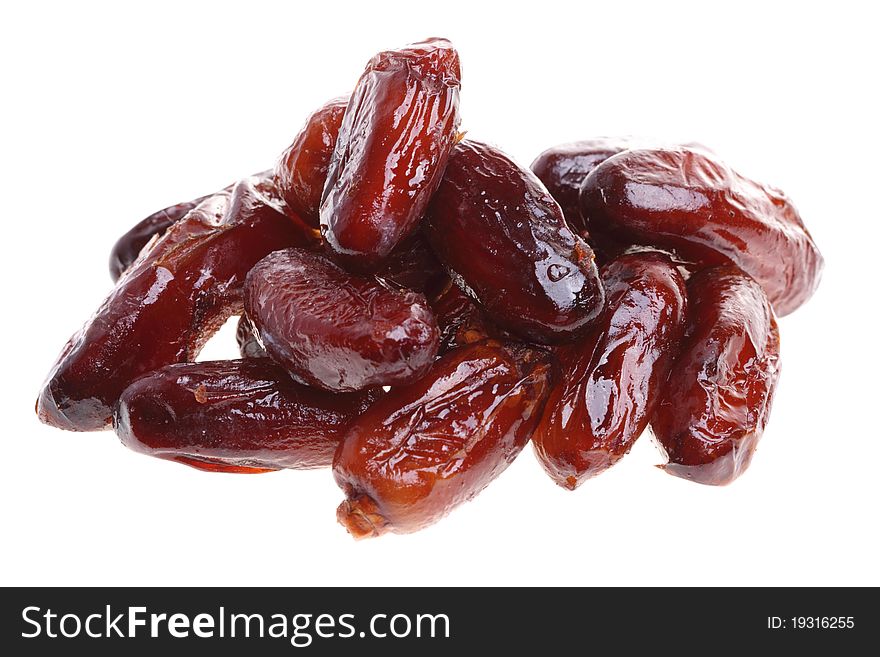 Dried date fruits isolated on white background