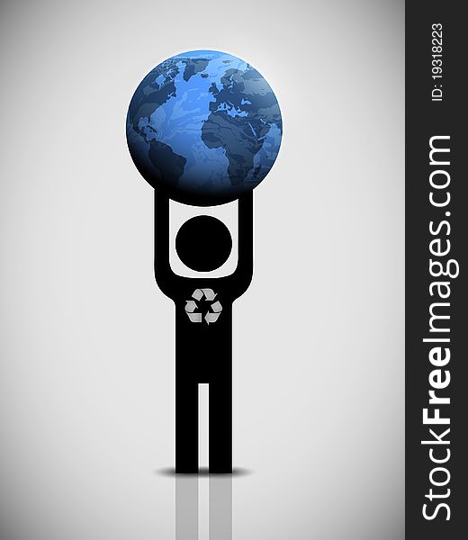 Figure of a man who is holding the planet Earth. Figure of a man who is holding the planet Earth