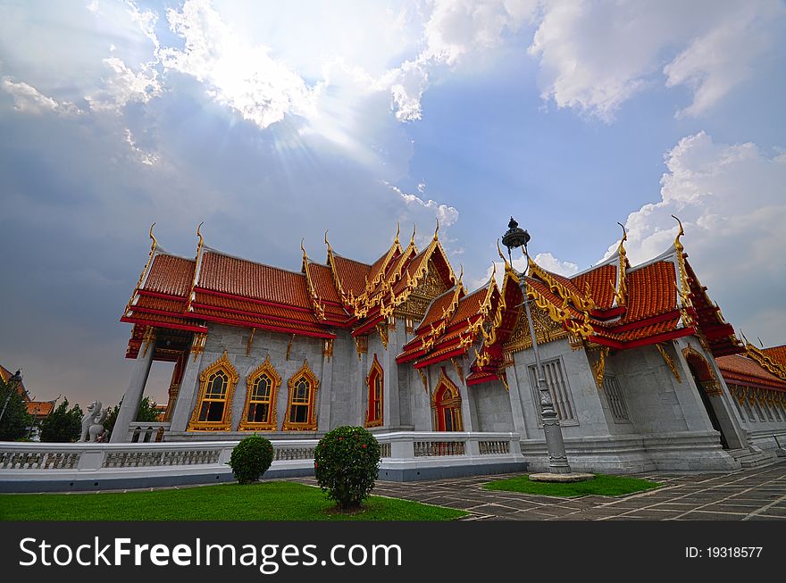 The Marble Temple in Bankgok, Thailand. Locally known as Wat Benchamabophit. The Marble Temple in Bankgok, Thailand. Locally known as Wat Benchamabophit.