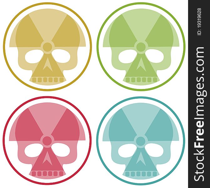 Four isolated circles with nuclear sign and skull. Available as isolated EPS-Files. Four isolated circles with nuclear sign and skull. Available as isolated EPS-Files