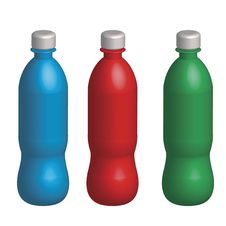 Three Plastic Varicoloured Bottles Royalty Free Stock Image