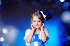 A Fairy-tale Girl Is In Dark Blue Royalty Free Stock Photos A Fairy-tale Girl Is In Dark Blue Royalty Free Stock Photos