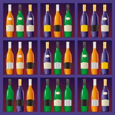 Showcase With Bottles Stock Photography