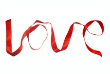 Word Love Made Of Red Ribbon Royalty Free Stock Image