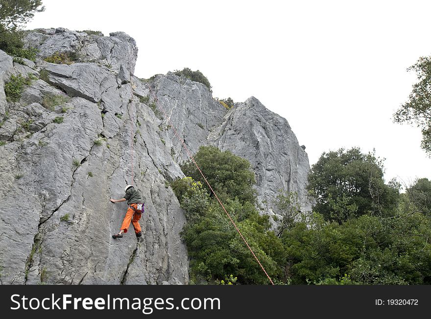 Rock climber on italian mount