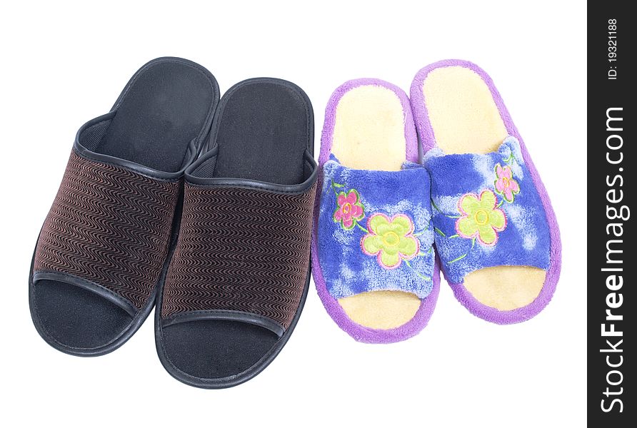 Color photo of slippers on a white background. Color photo of slippers on a white background