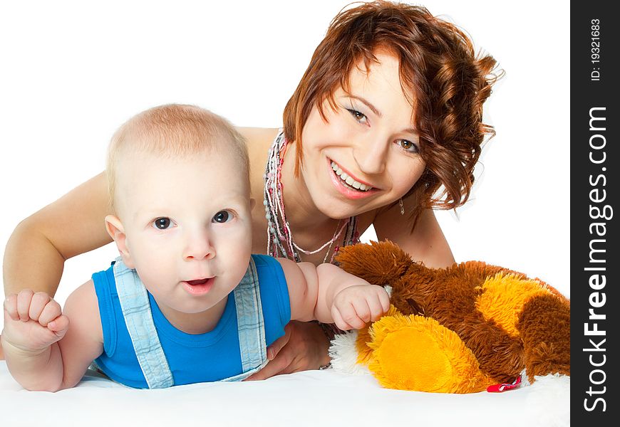 Baby boy with pretty mother