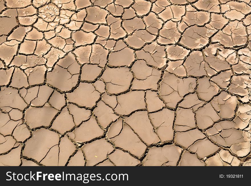 Dry and cracked soil on earth