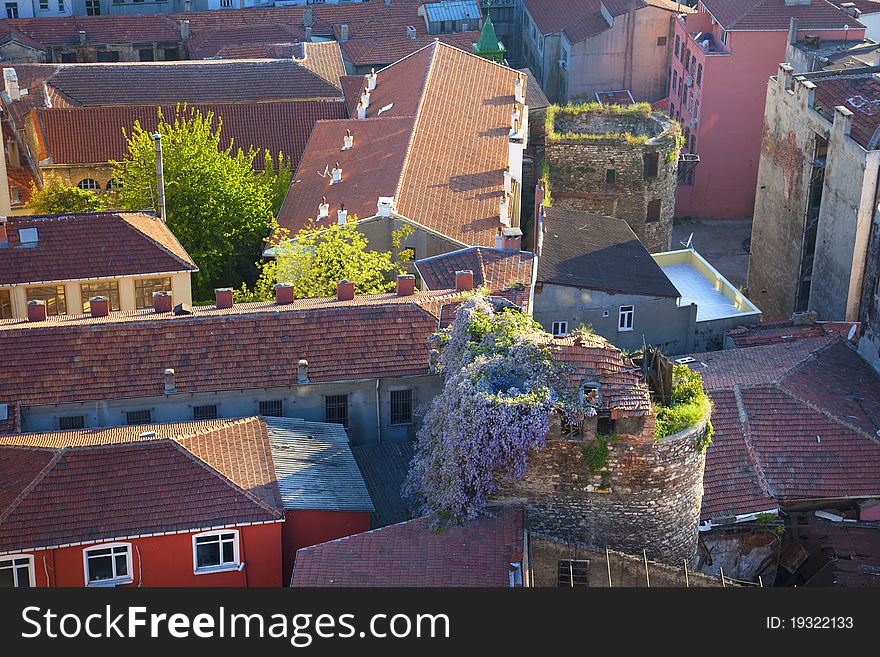 Picturesque Old town aerial view