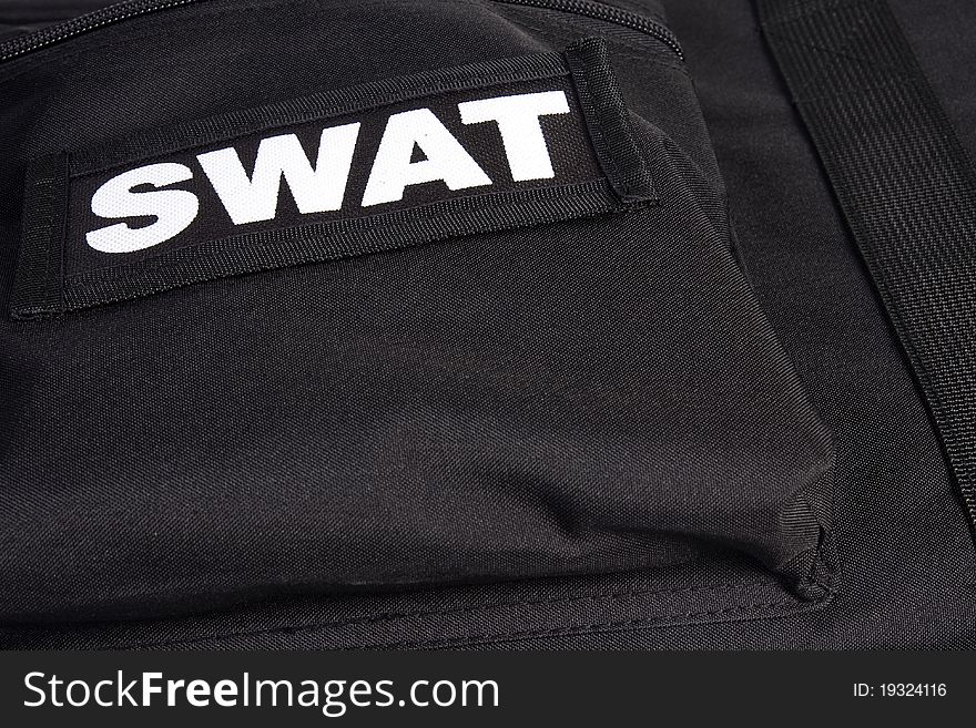 Armor suit SWAT unit back special forces police. Armor suit SWAT unit back special forces police