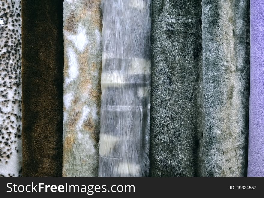 Several samples of artificial fur
